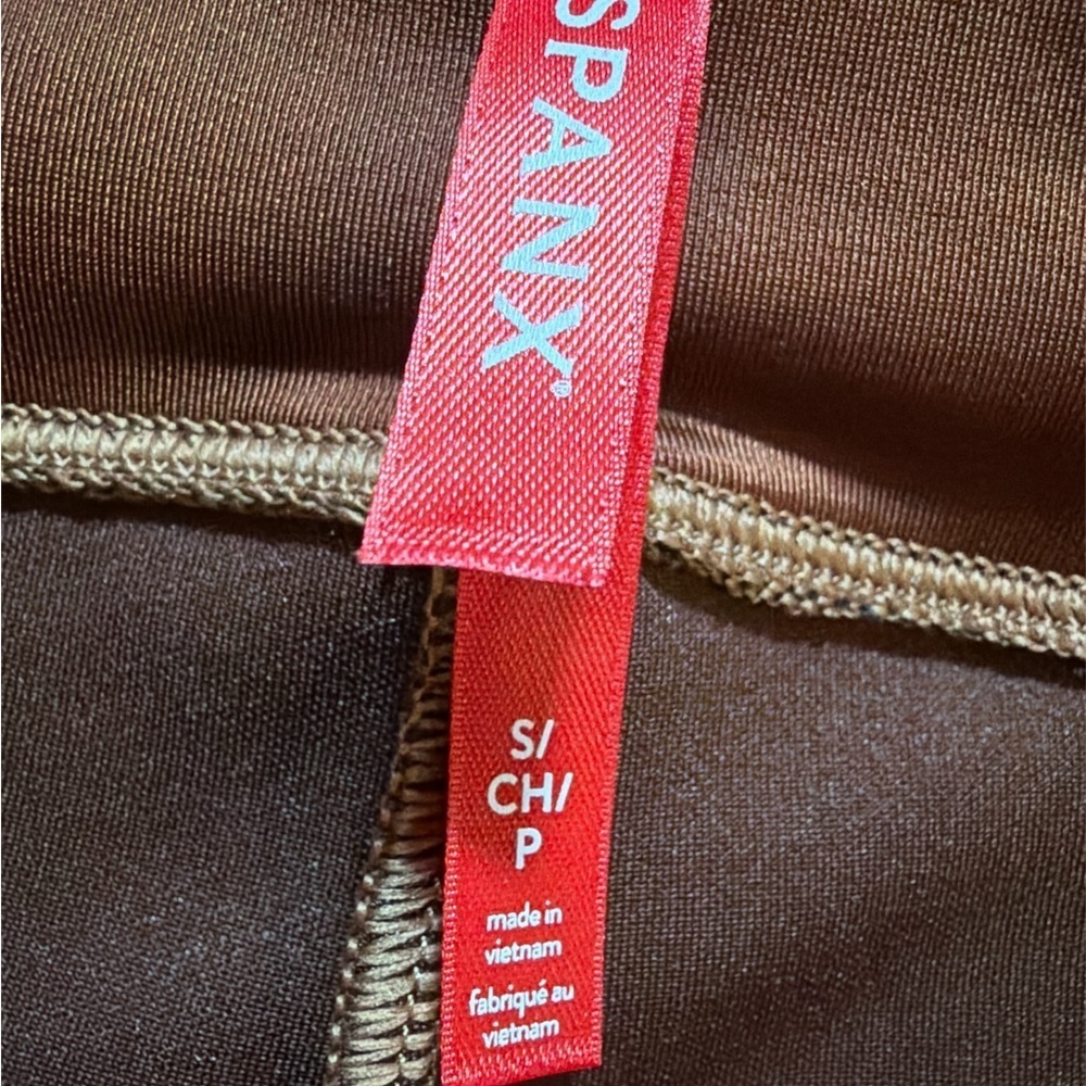 Spanx Leggings Rich Caramel Faux Suede Pull on Elastic waistband stretch size S - Picture 4 of 6